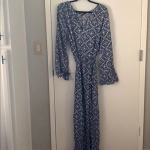 Blue faux wrap dress